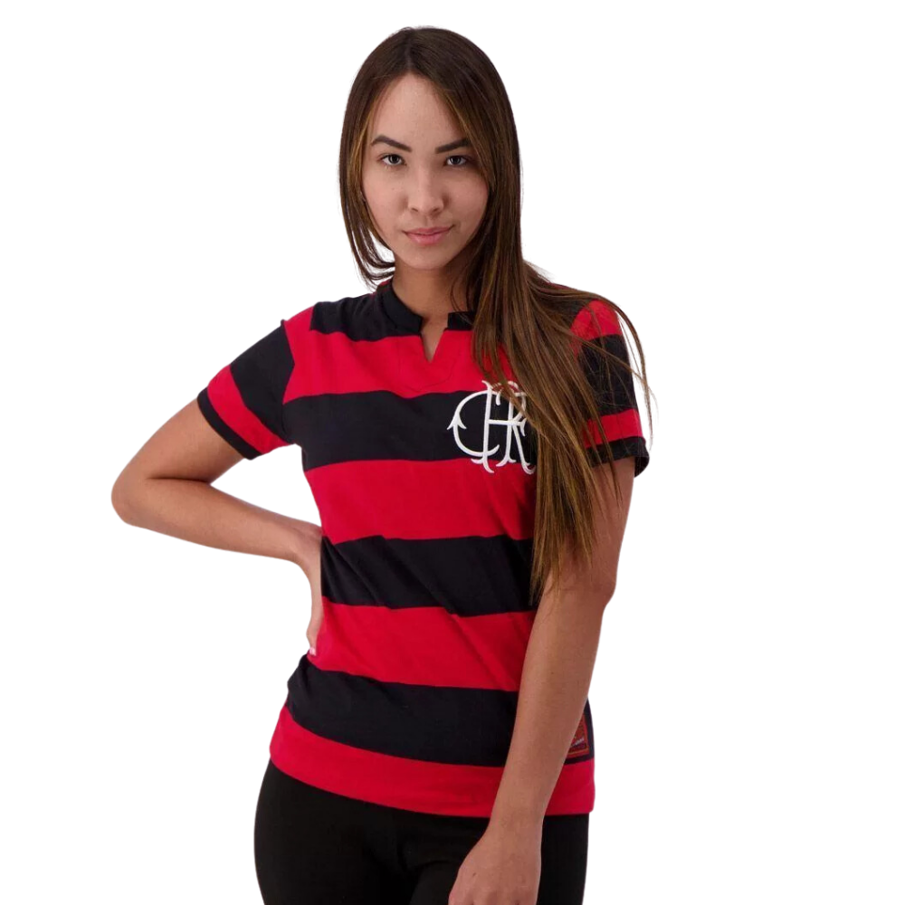 Camisa Retrô Flamengo Tri Carioca 78-79-79 Feminina - Camarote do Torcedor