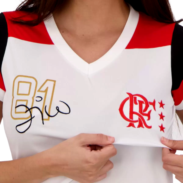 Camisa Retrô Flamengo Zico Branca Feminina - Image 4