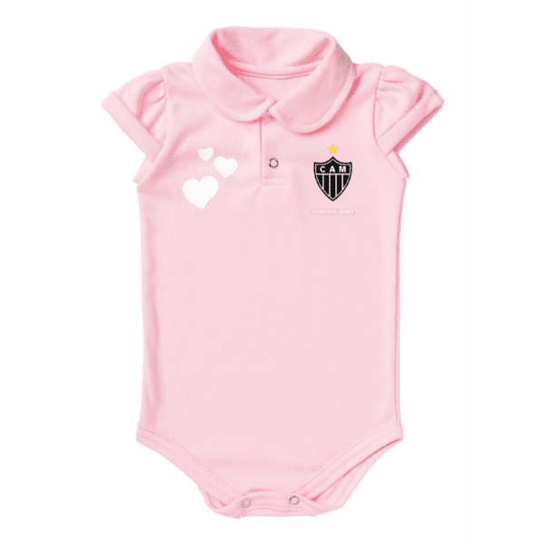 Body Atlético Mineiro Gola Polo Rosa Torcida Baby