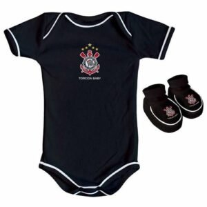 Kit Body Bebê Corinthians Preto