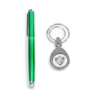 Kit Caneta De Metal Touchscreen Com Chaveiro - Fluminense