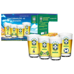 Conjunto 4 Copos Calderetas Brasil CBF 350ml