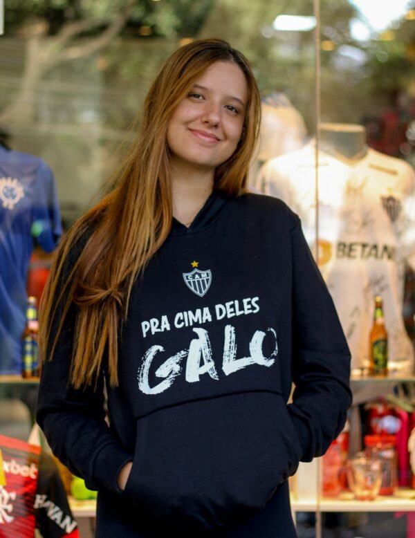 Blusa Moletom Atlético Canguru Pra cima deles Galo PRETO