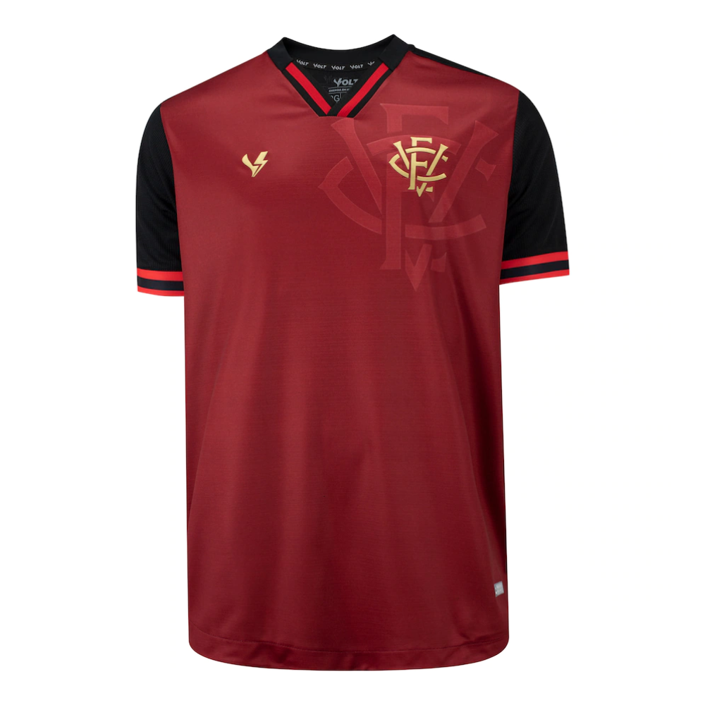 Camisa Masculina Jogo 1 2023 Vitória Preta e Vermelha Volt