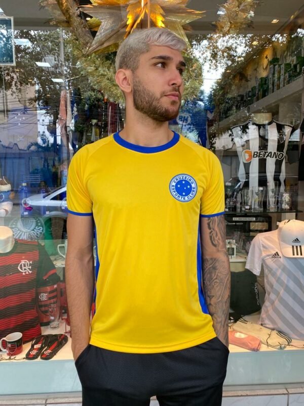 Camisa Cruzeiro Dry Amarela Escudo Masculina
