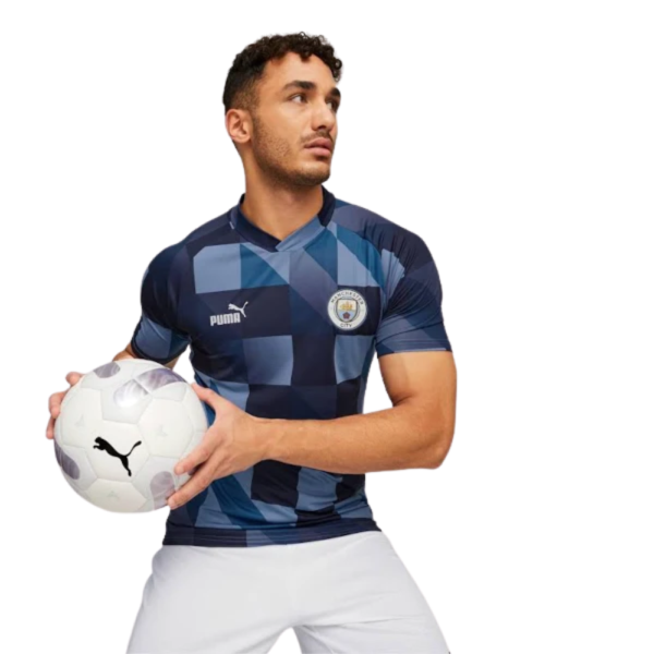 Camisa Pré-jogo Manchester City F.C. Masculina Azul - Image 3