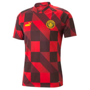 Camisa Pré-jogo Manchester City F.C. Masculina Vermelha