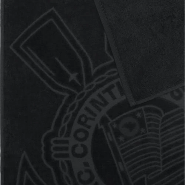 Toalha de Banho Corinthians Veludo Jacquard Preto - Image 3