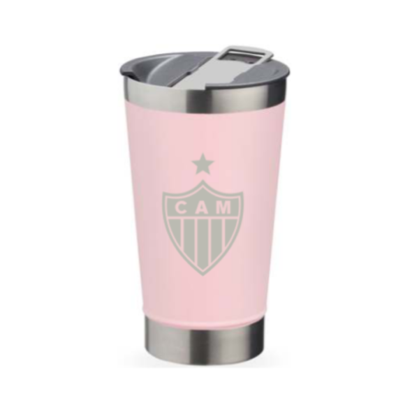 Copo Térmico Rosa C/Abridor Logo Atlético Mineiro