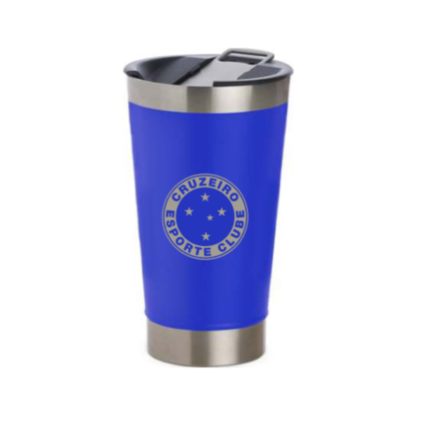 Copo Térmico Azul c/ Abridor Cruzeiro 473ml