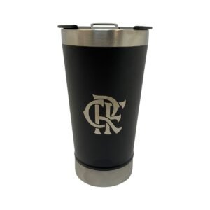 Copo Térmico Preto 500ml Com Abridor Flamengo