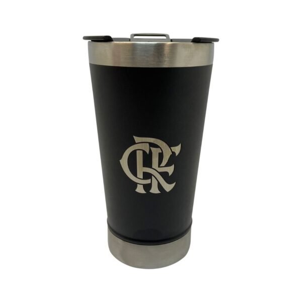 Copo Térmico Preto 500ml Com Abridor Flamengo
