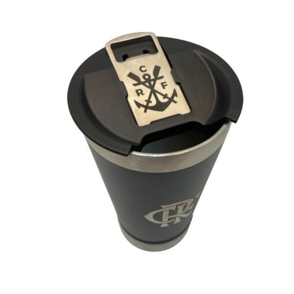 Copo Térmico Preto 500ml Com Abridor Flamengo - Image 3