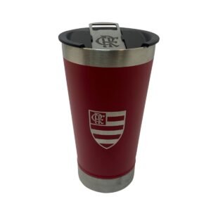 Copo Térmico Vermelho 500ml Com Aridor Flamengo
