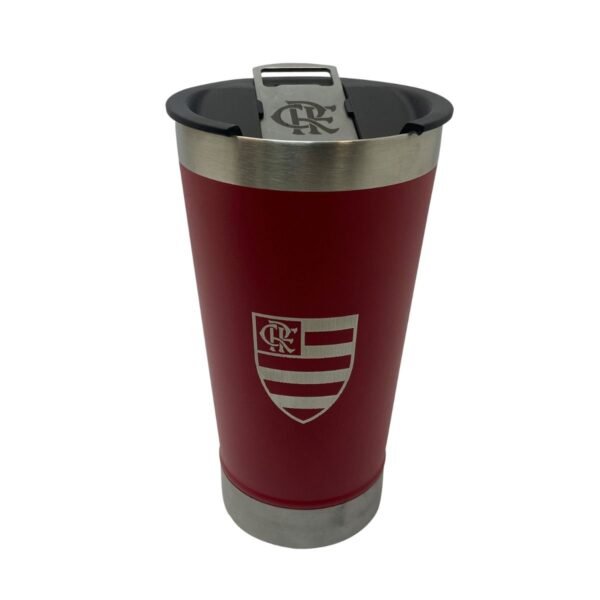 Copo Térmico Vermelho 500ml Com Aridor Flamengo