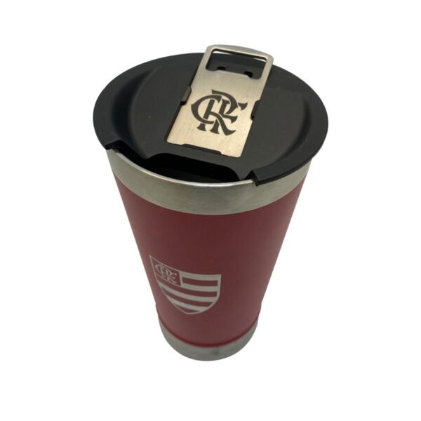 Copo Térmico Vermelho 500ml Com Aridor Flamengo - Image 2