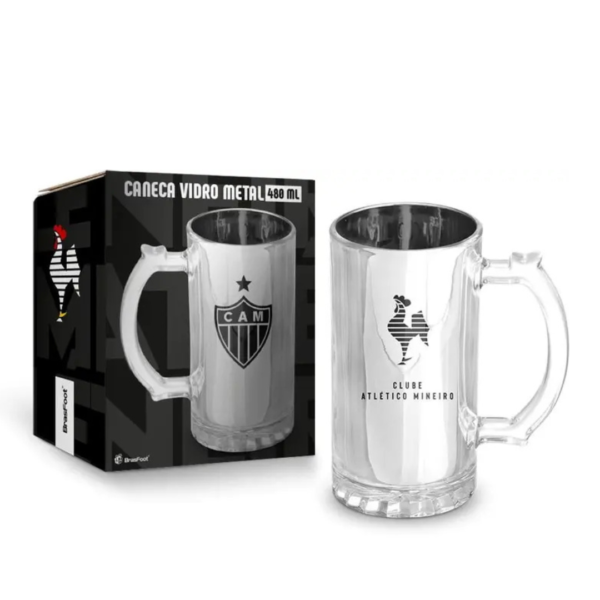 Caneca Vidro Metalic Atletico Brasfoot