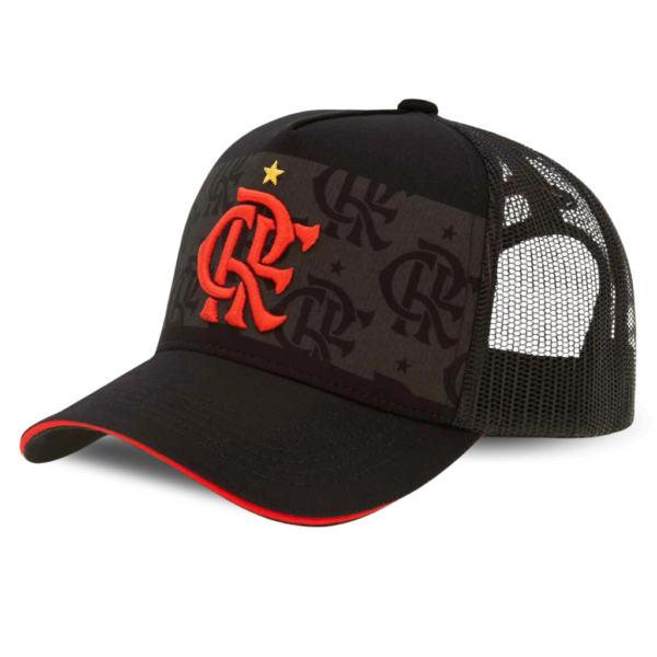 Boné Trucker Supercap Flamengo Zico Preto Bordado - Image 2