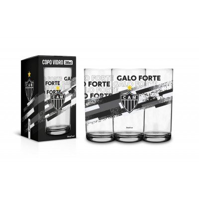 COPO VIDRO 300ML TIMES - ATLÉTICO