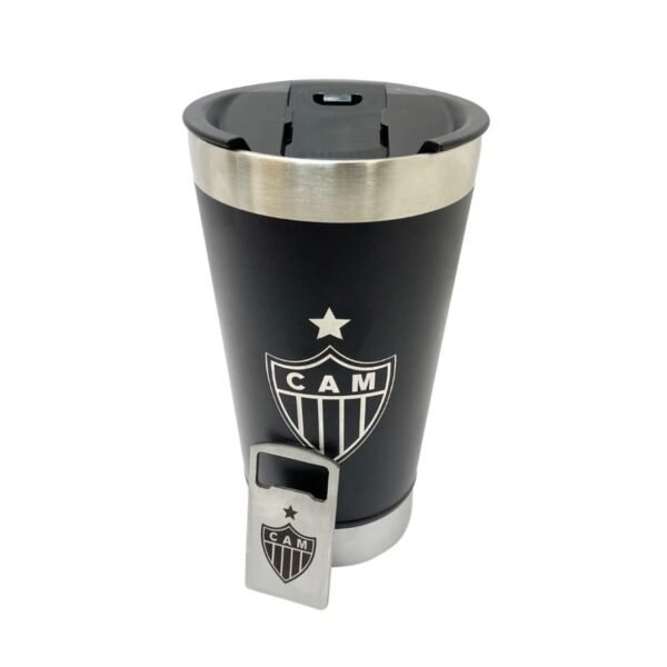 COPO TÉRMICO PRETO 500ml COM ABRIDOR - Atlético Mineiro - Image 3