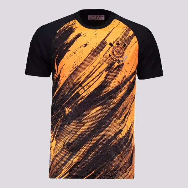 Camisa Corinthians Rajados Laranja Neon Masculino