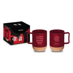 CANECA VIDRO CORK C/PORTA COPO ROLHA TIMES - FLAMENGO