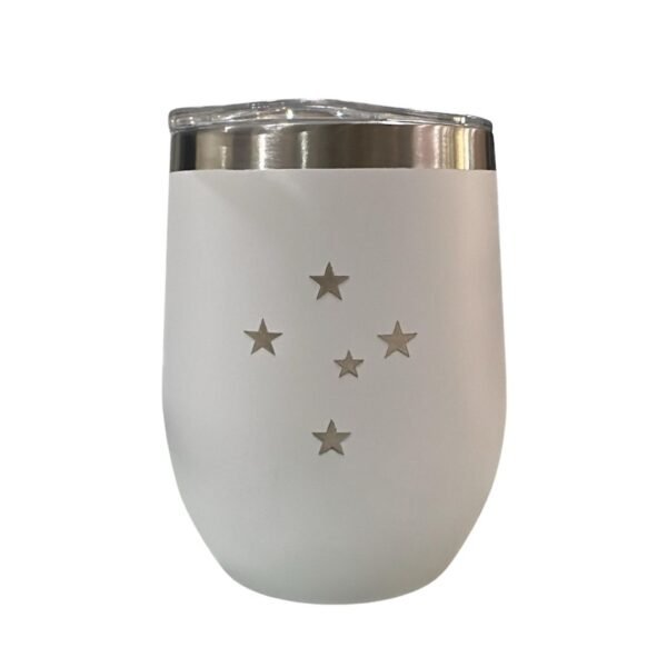 Copo Térmico Cruzeiro Branco Estrelas com Tampa 350 ML