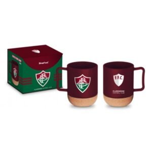 Caneca Vidro Cork C/Porta Copo Rolha Fluminense