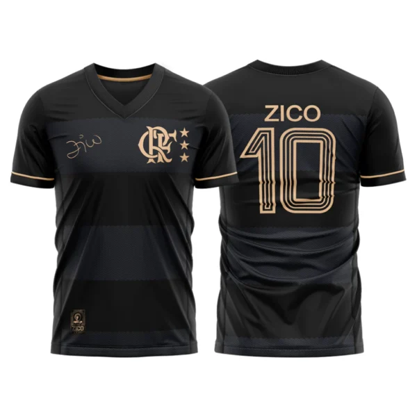 Camisa Retrô Flamengo Zico Preta Masculina - Image 3