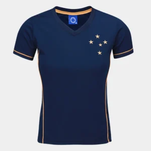 Camisa Cruzeiro Dry Azul Marinho Feminina Baby Look