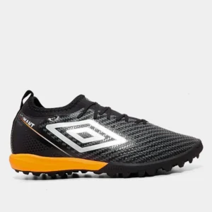 Chuteira Society Umbro Adamant Top Speed Club Unissex Preto e Prata