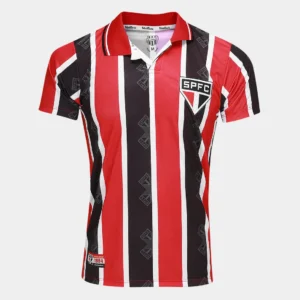 Camiseta São Paulo 1994 Listrada Masculina  Vermelho e Preto