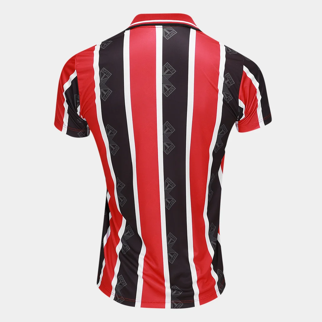 Camiseta São Paulo 1994 Listrada Masculina Vermelho e Preto - Image 2