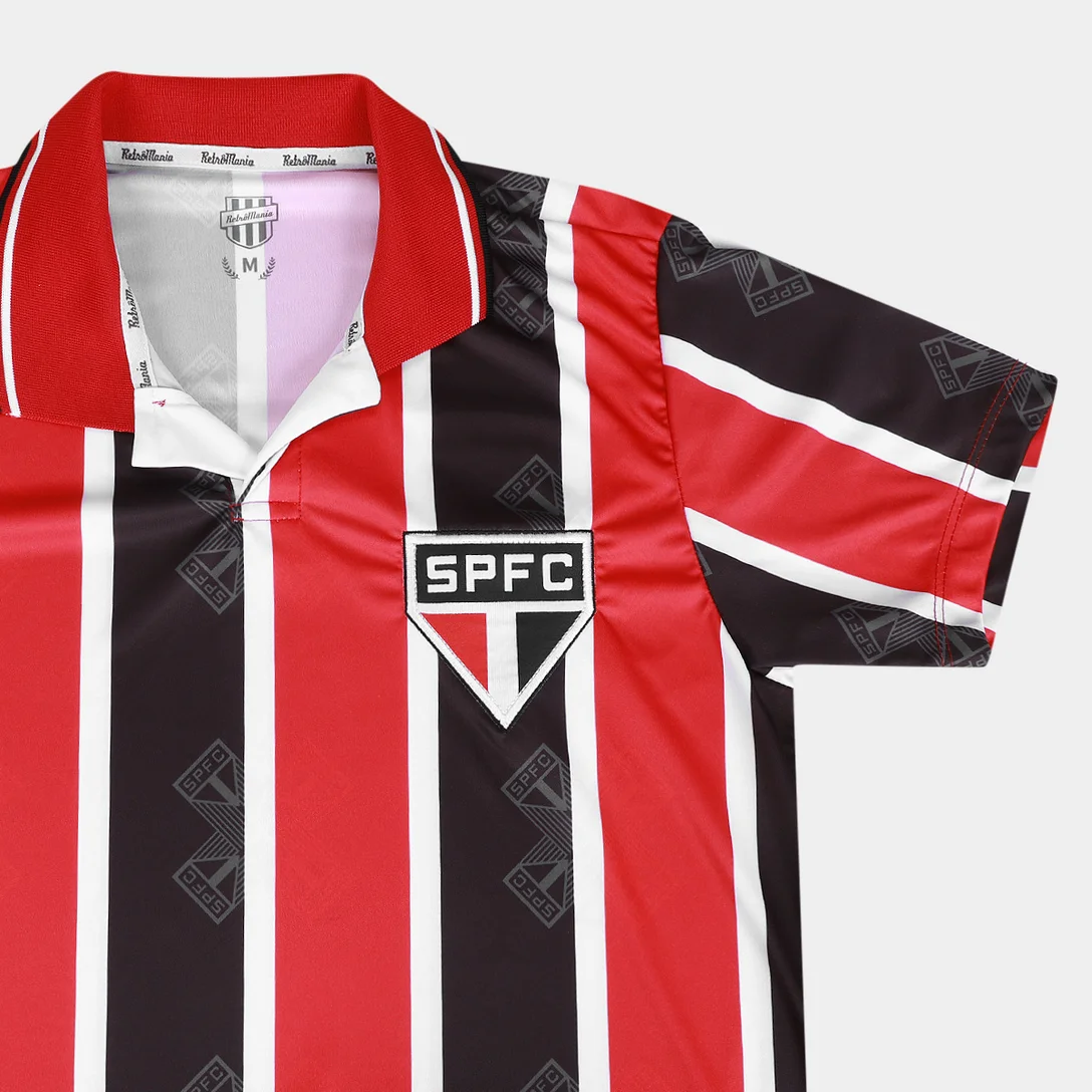 Camiseta São Paulo 1994 Listrada Masculina Vermelho e Preto - Image 5