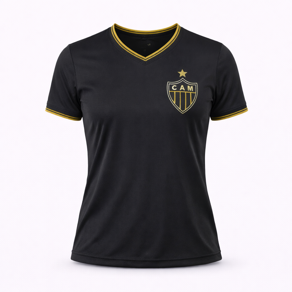 Camisa Atlético Mineiro Dry Preto e Dourado Feminina