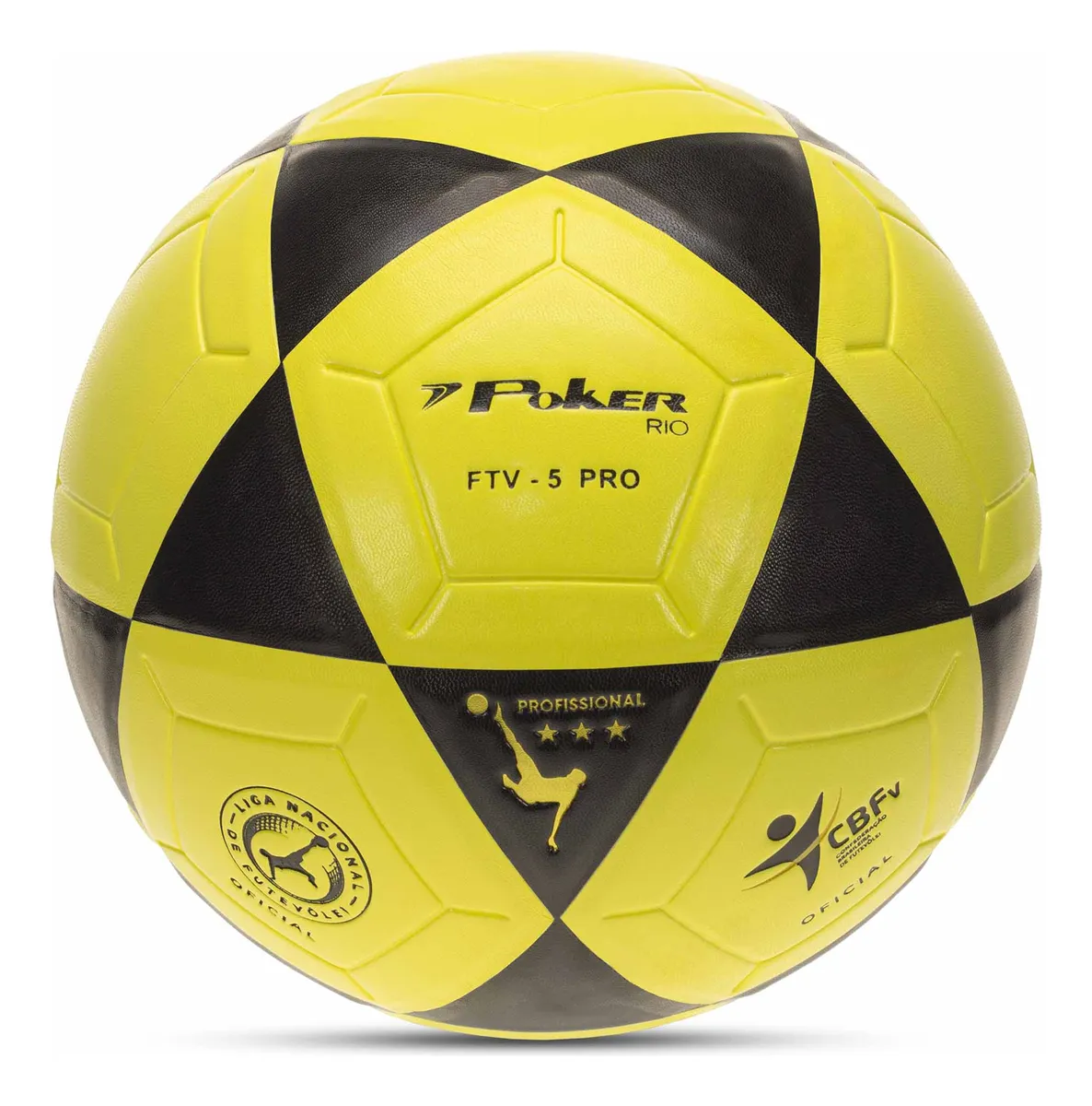 Bola De Futevôlei Rio Pu Vulcanizada Oficial Cbfv Poker Amarela