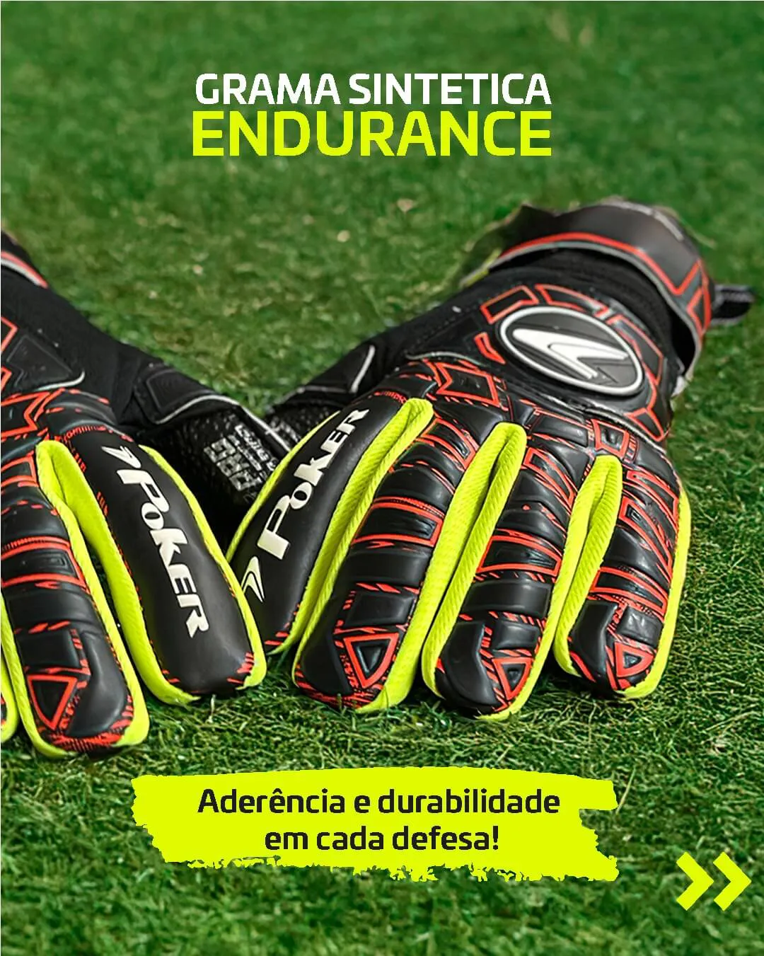 Luva de Goleiro Profissional Poker Endurance III para Grama Sintética Preta - Imagem 2