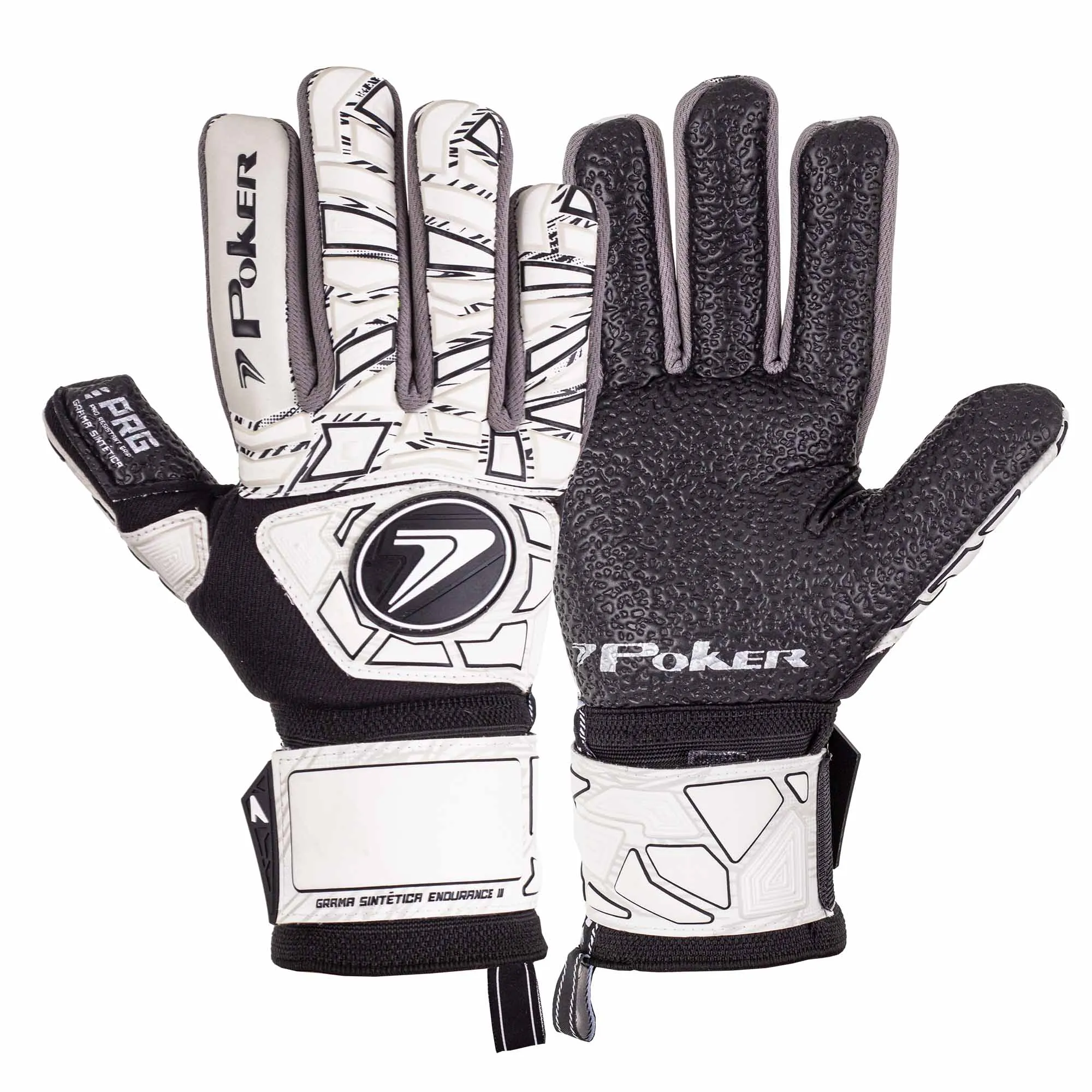 Luva de Goleiro Profissional Poker Endurance III para Grama Sintética Branca