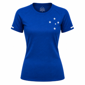 Camisa Cruzeiro Solto Raglan Azul  Feminina