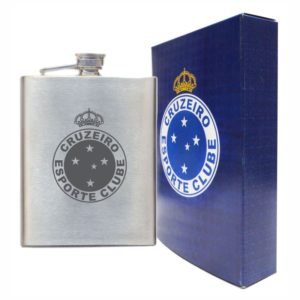 cantil inox 220ml do cruzeiro com escudo a laser